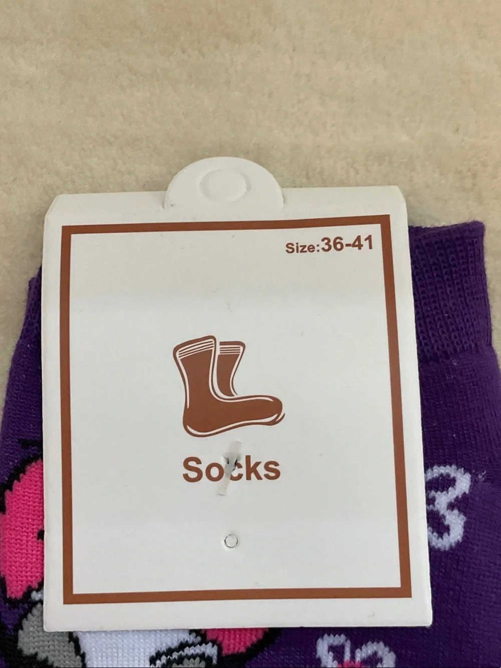 Purple Daisy Duck Graphic Crew Socks - Unbranded
